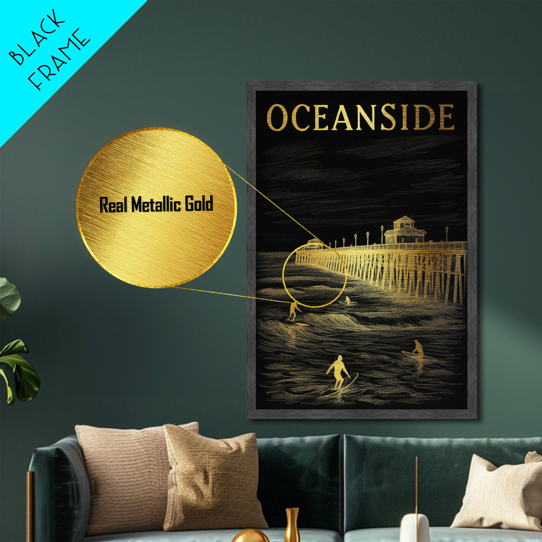 Oklahoma City Oklahoma travel, Metallic Gold Print, Closing Gift, Metal Art, Wood Framed Art, Anniversary Gift, Retirement Travel Gift