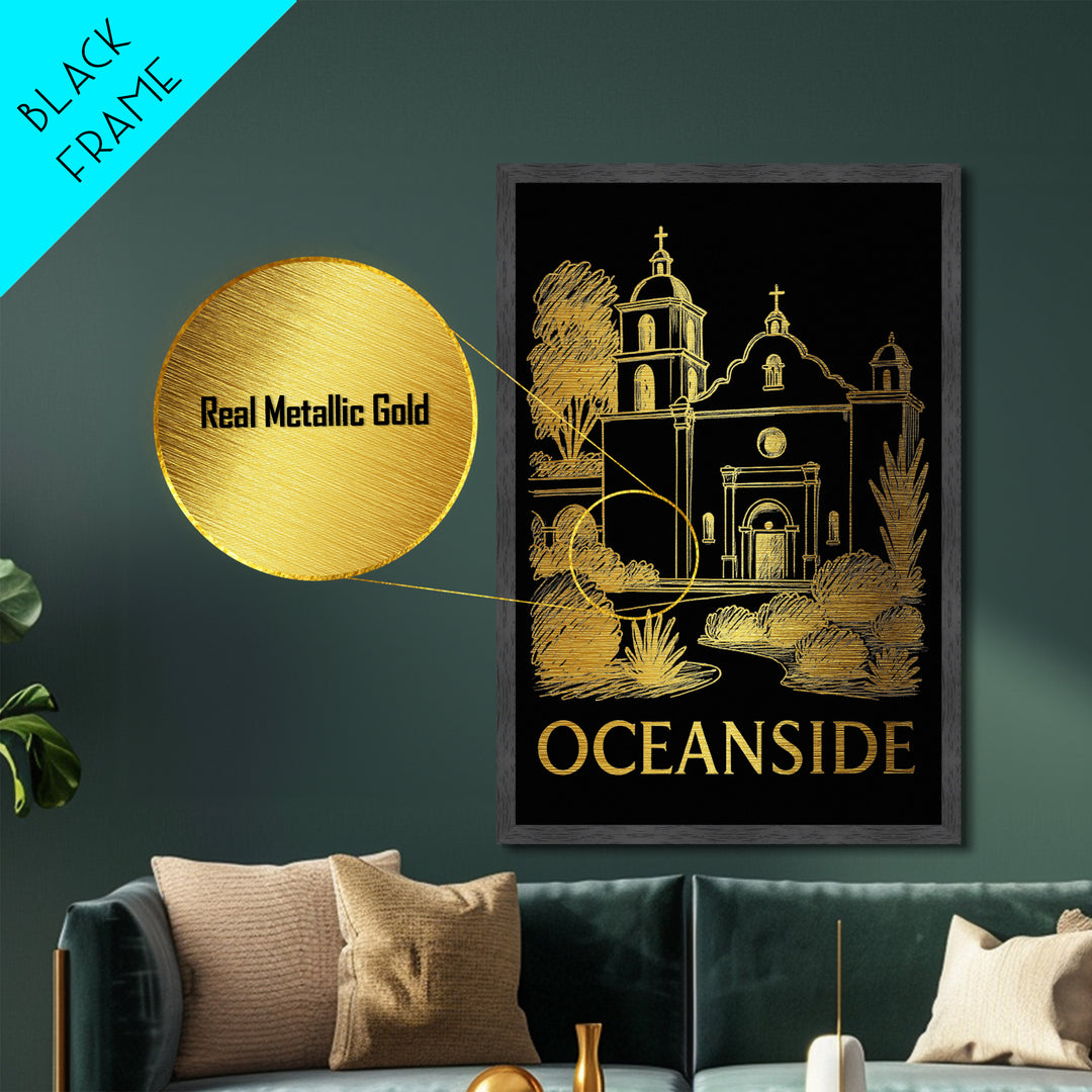 Oklahoma City Oklahoma art, Metallic Gold Art, Office Decor, Metal Art, Wood Framed Art, Graduation Travel Gift, Destination Gift