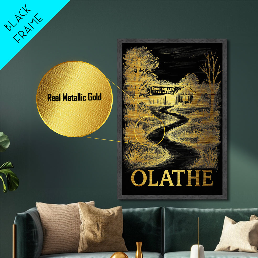 Olathe Kansas art, Metallic Gold Art, Travel Art Prints, Metal Art, Wood Framed Art, Adventure Lover Gift, Traveler Gift
