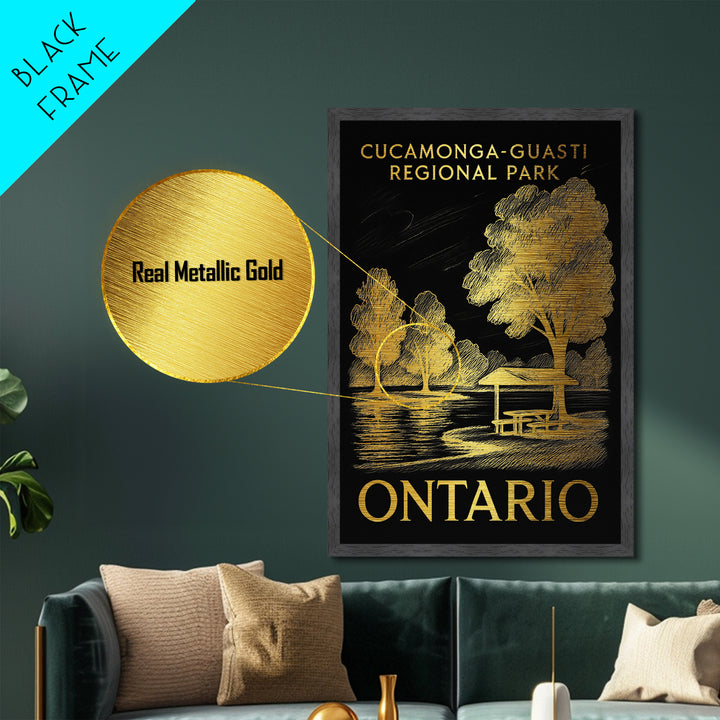 Ontario California art, Metallic Gold Art, Best Friend Gifts, Metal Art, Wood Framed Art, Birthday Travel Gift, Destination Gift