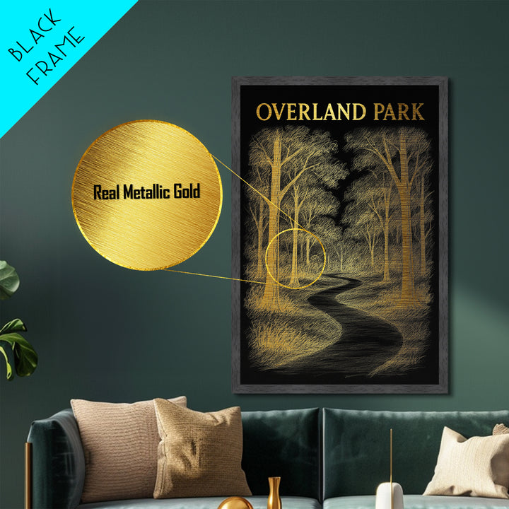 Overland Park Kansas travel, Metallic Gold Print, Modern House Art, Metal Art, Wood Framed Art, Wanderlust Gift, Travel Art Prints