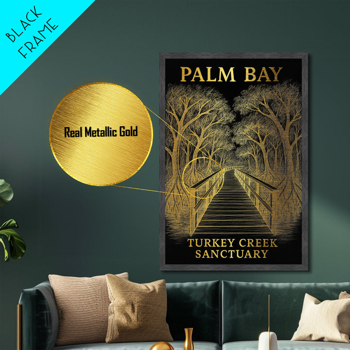Palm Bay Florida travel, Metallic Gold Print, College Dorm Décor, Metal Art, Wood Framed Art, Graduation Travel Gift, Traveler Gift