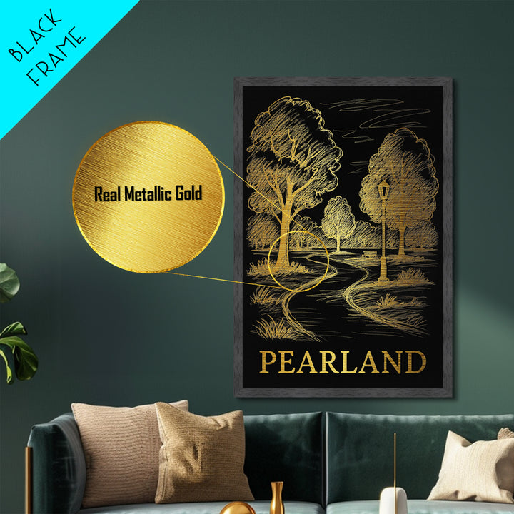 Pearland Texas art, Metallic Gold Art, Best Friend Gifts, Metal Art, Wood Framed Art, Birthday Travel Gift, Destination Gift