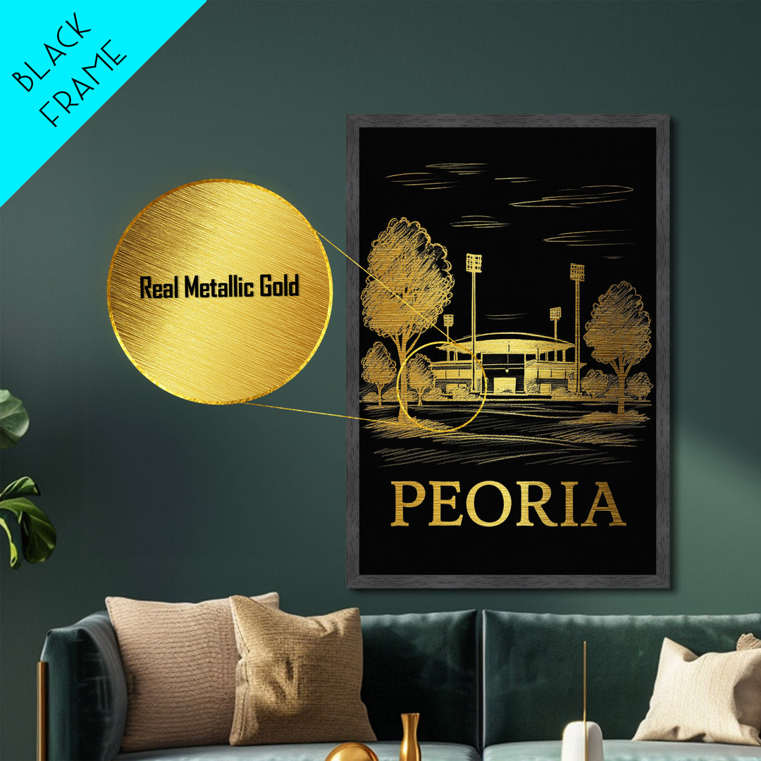 Peoria Arizona travel, Metallic Gold Print, Modern House Art, Metal Art, Wood Framed Art, Wanderlust Gift, Travel Art Prints