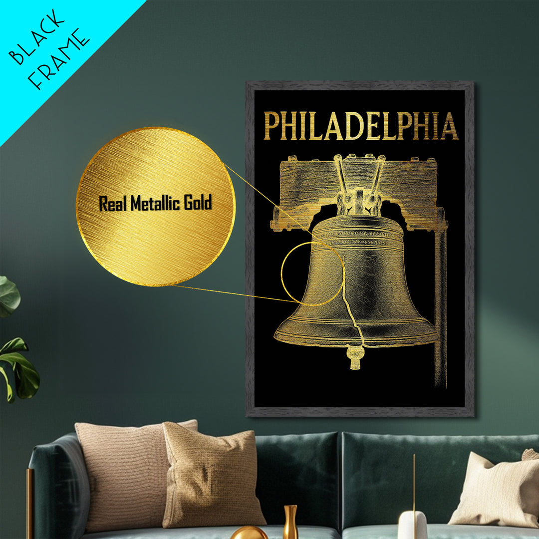 Philadelphia Pennsylvania art, Metallic Gold Art, Modern House Art, Metal Art, Wood Framed Art, Graduation Travel Gift, Travel Gift