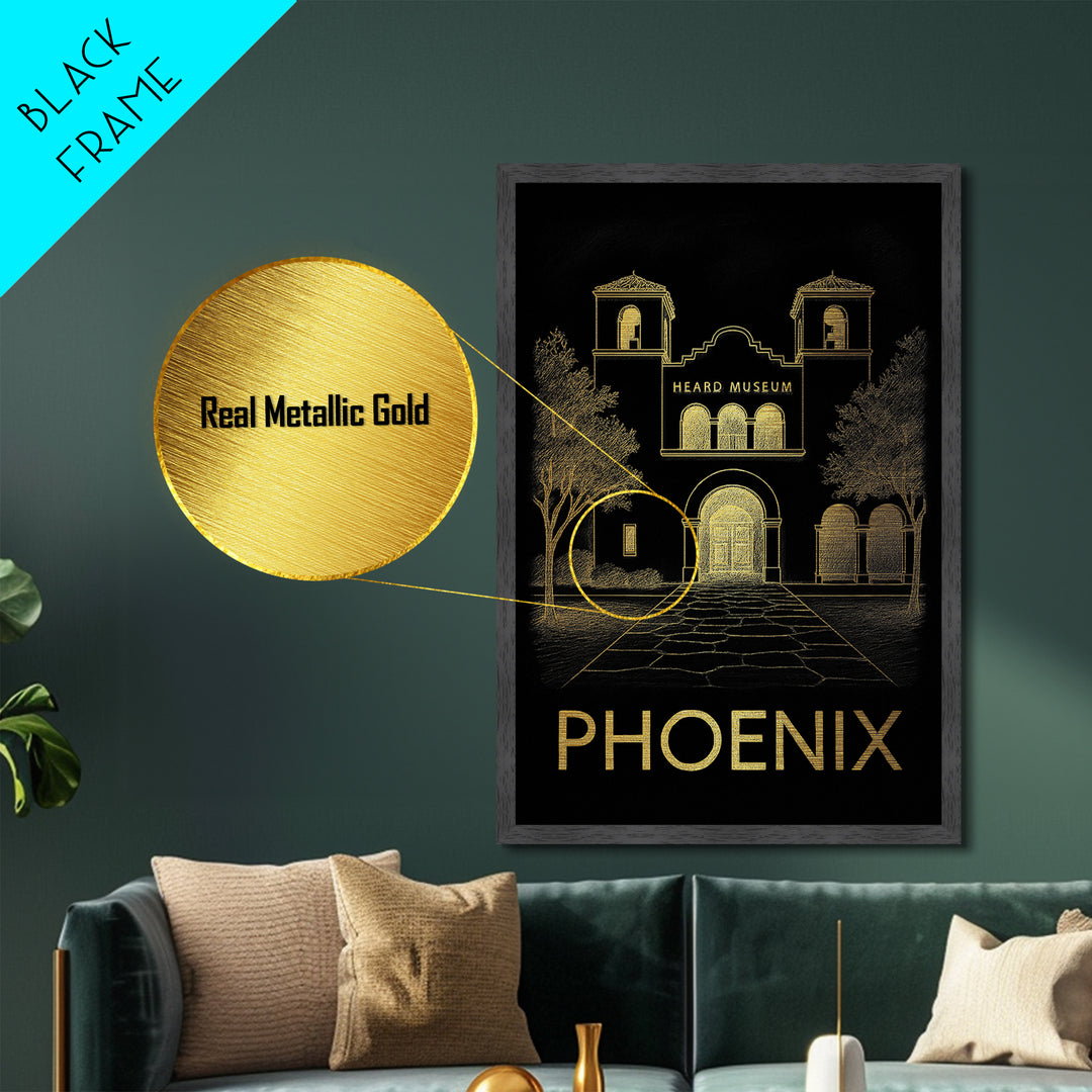 Phoenix Arizona travel, Metallic Gold Print, College Dorm Décor, Metal Art, Wood Framed Art, Graduation Travel Gift, Traveler Gift