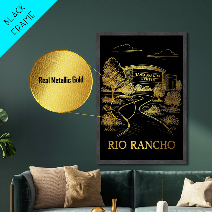 Rio Rancho New Mexico art, Metallic Gold Art, Modern House Art, Metal Art, Wood Framed Art, Graduation Travel Gift, Travel Gift