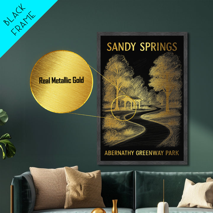 Sandy Springs Georgia travel, Metallic Gold Print, Modern House Art, Metal Art, Wood Framed Art, Traveler Gift, Destination Gift