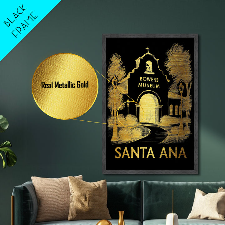 Santa Ana California art, Metallic Gold Art, Modern House Art, Metal Art, Wood Framed Art, Graduation Travel Gift, Travel Gift