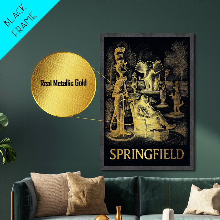 Springfield Missouri art, Metallic Gold Art, Office Decor, Metal Art, Wood Framed Art, Graduation Travel Gift, Destination Gift