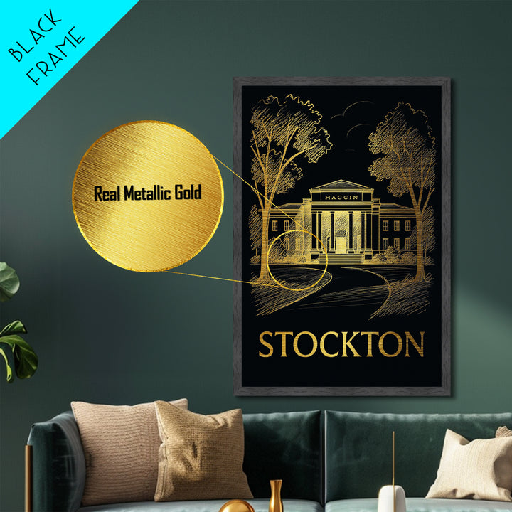 Stockton California art, Metallic Gold Art, Travel Art Prints, Metal Art, Wood Framed Art, Adventure Lover Gift, Traveler Gift