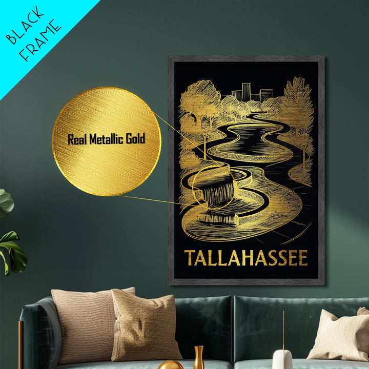 Tallahassee Florida art, Metallic Gold Art, Best Friend Gifts, Metal Art, Wood Framed Art, Birthday Travel Gift, Destination Gift