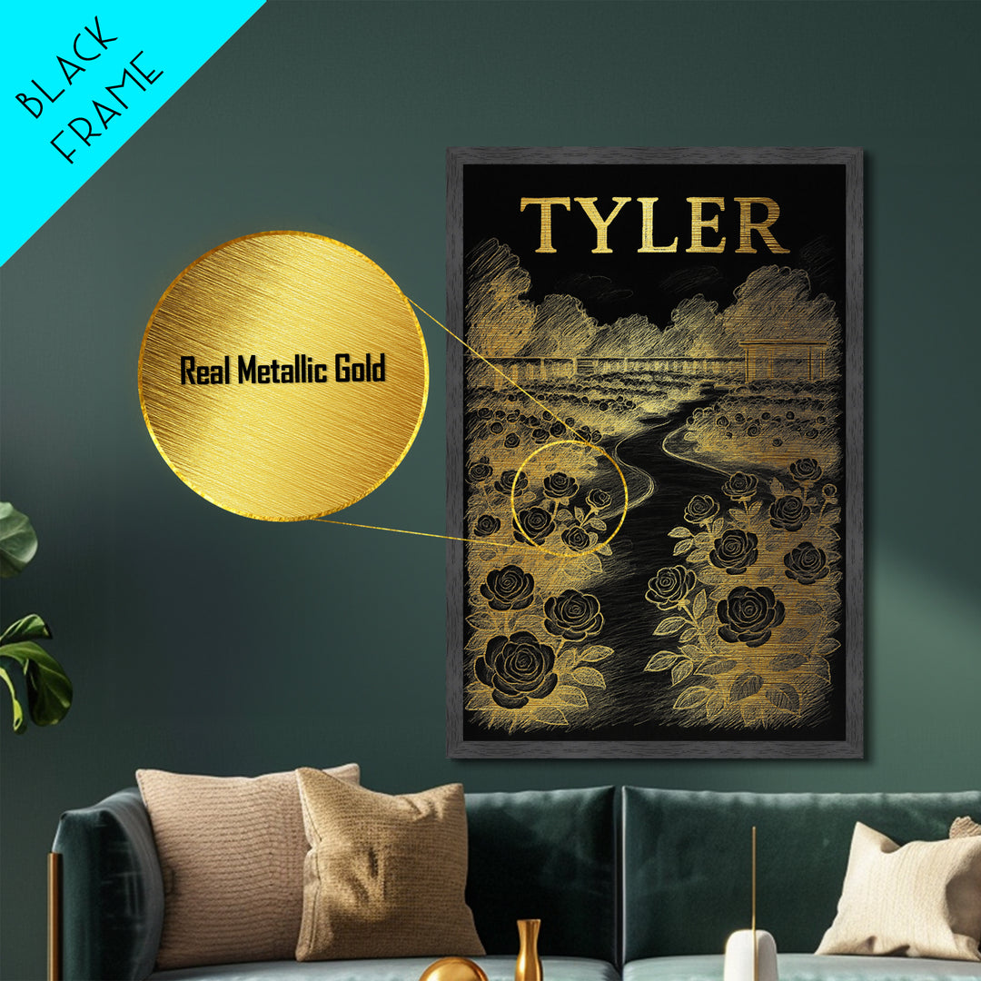 Tyler Texas travel, Metallic Gold Print, Closing Gift, Metal Art, Wood Framed Art, Anniversary Travel Gift, Retirement Gift