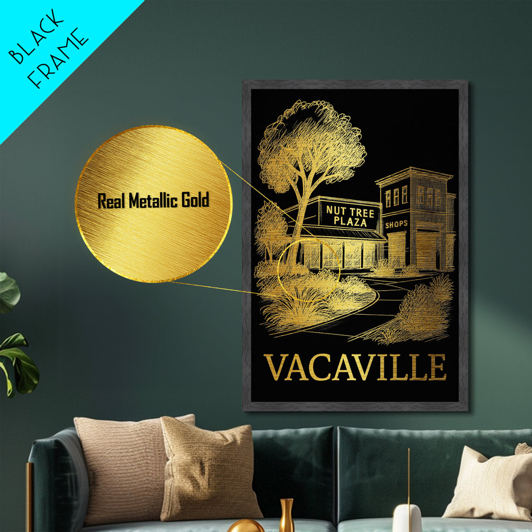 Vacaville California art, Metallic Gold Art, Wood Framed Art, Metal Art, Travel Art Prints, Metallic Gold Art, Bedroom Wall Art