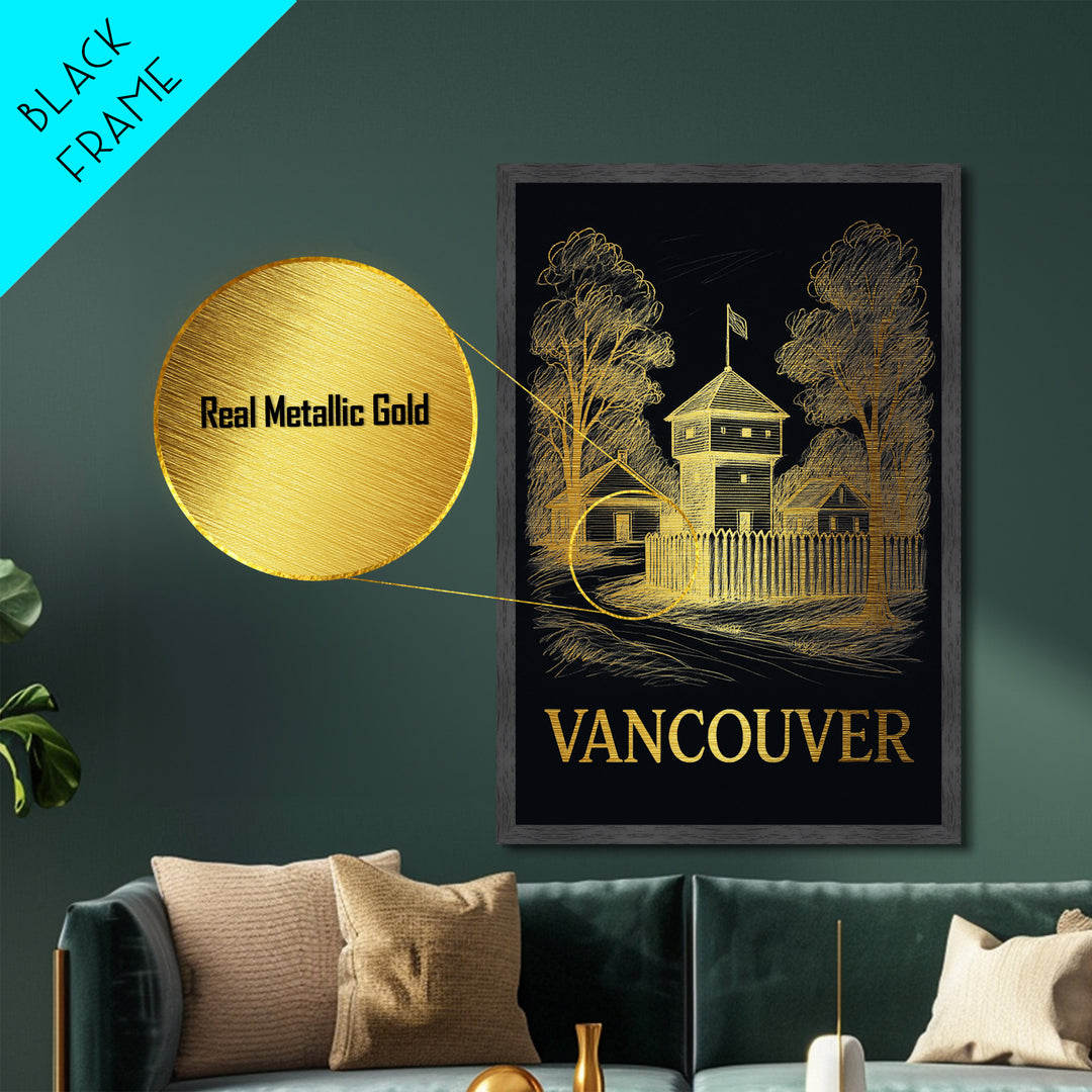 Vancouver Washington art, Metallic Gold Art, Wood Framed Art, Metal Art, Best Friend Gifts, Metallic Gold Art, Modern Art