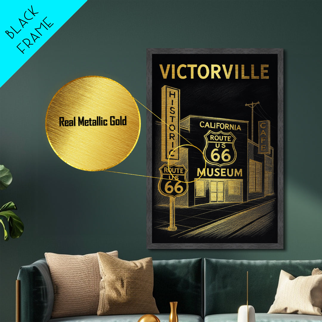 Victorville California travel, Metallic Gold Print, Wood Framed Art, Metal Art, Closing Gift, Metallic Gold Print, Modern Art