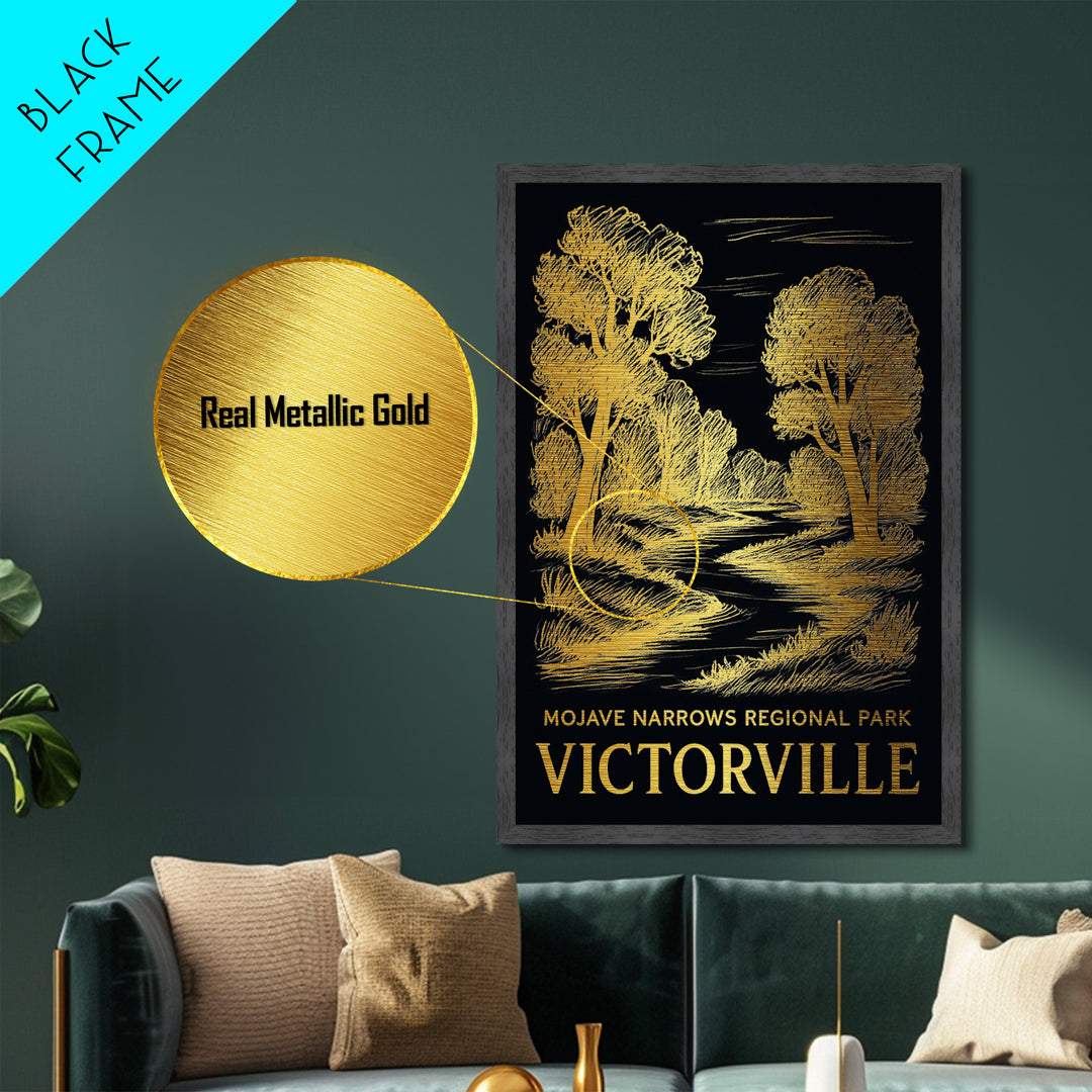 Victorville California art, Metallic Gold Art, Wood Framed Art, Metal Art, Office Decor, Metallic Gold Art, College Dorm Wall Art