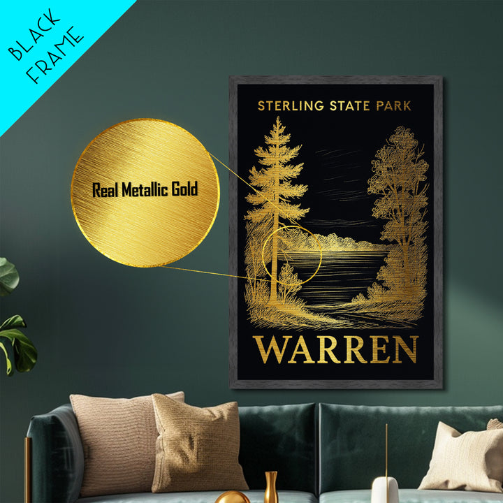 Warren Michigan art, Metallic Gold Art, Wood Framed Art, Metal Art, Housewarming Gift, Metallic Gold Art, Home Décor