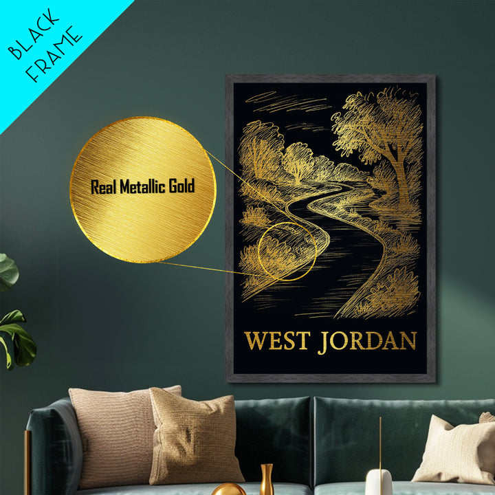 West Jordan Utah art, Metallic Gold Art, Wood Framed Art, Metal Art, Modern Wall Art, Metallic Gold Art, Honeymoon Gift