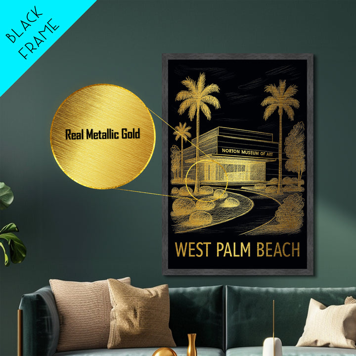 West Palm Beach Florida art, Metallic Gold Art, Wood Framed Art, Metal Art, Modern Wall Art, Metallic Gold Art, Modern Art