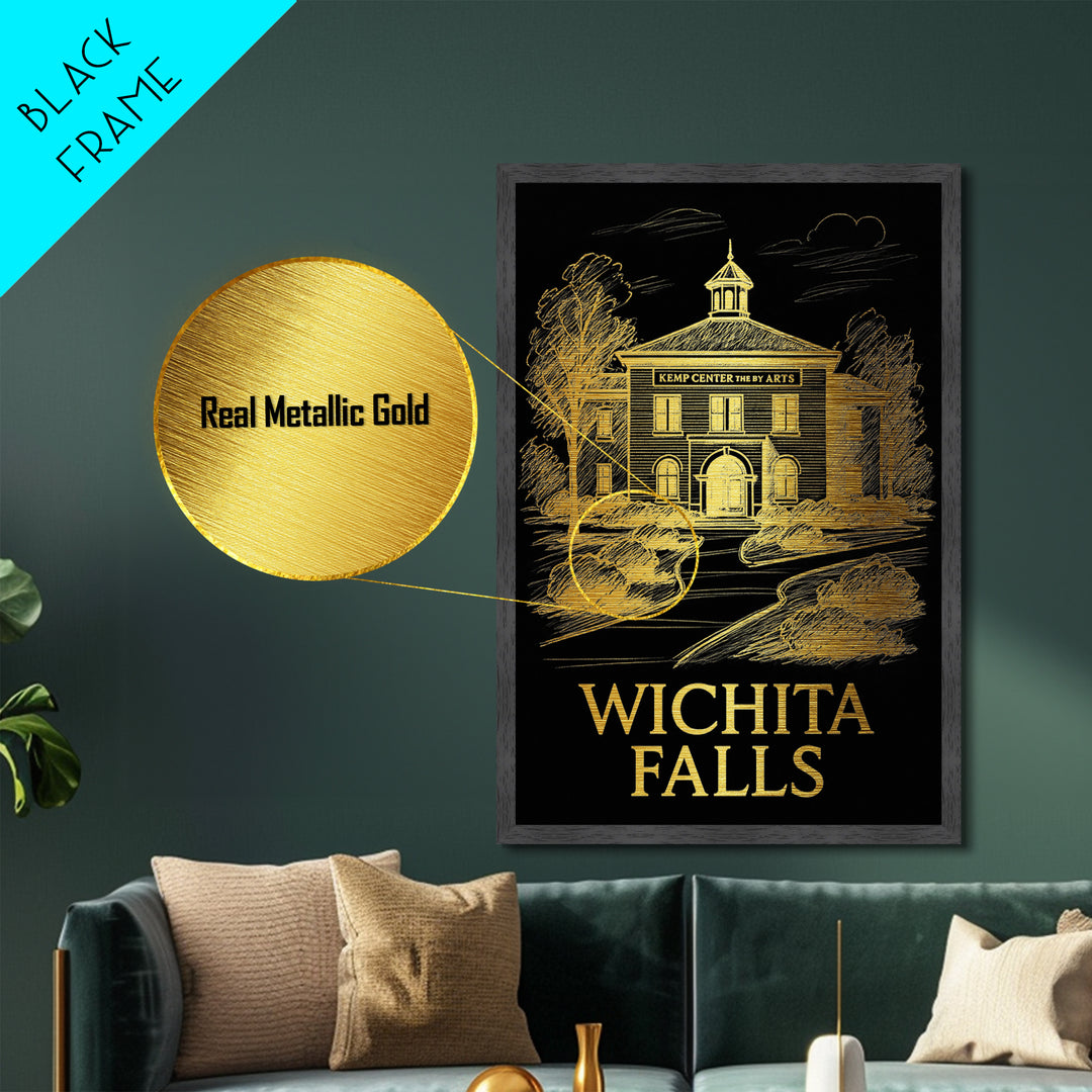 Wichita Falls Texas art, Metallic Gold Art, Wood Framed Art, Metal Art, Best Friend Gifts, Metallic Gold Art, Home Décor