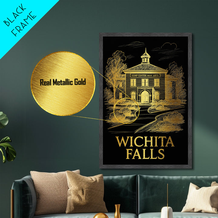 Wichita Falls Texas art, Metallic Gold Art, Wood Framed Art, Metal Art, Best Friend Gifts, Metallic Gold Art, Home Décor