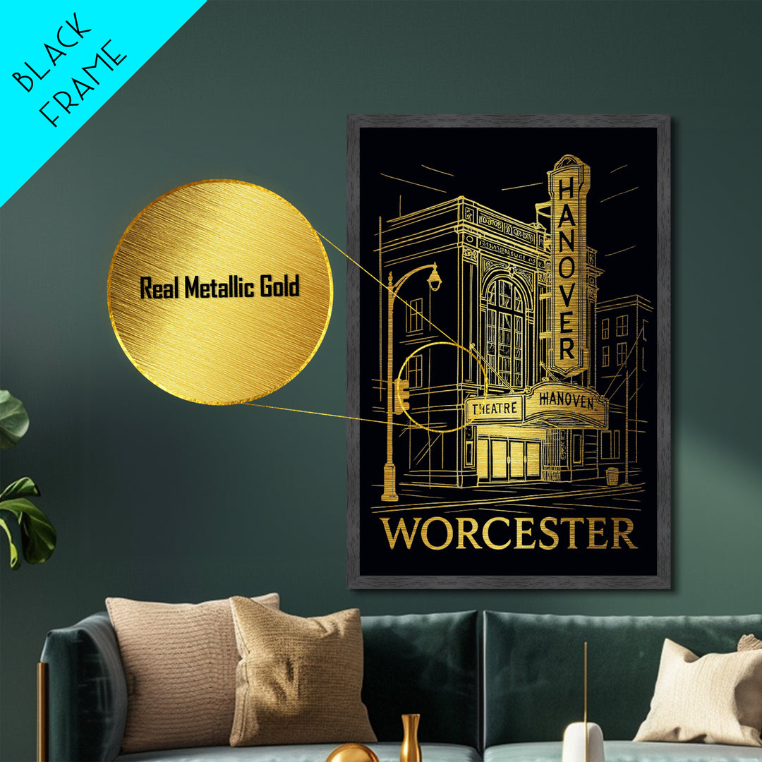 Worcester Massachusetts art, Metallic Gold Art, Wood Framed Art, Metal Art, Modern House Art, Metallic Gold Art