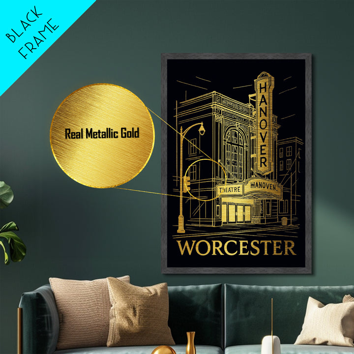 Worcester Massachusetts art, Metallic Gold Art, Wood Framed Art, Metal Art, Modern House Art, Metallic Gold Art