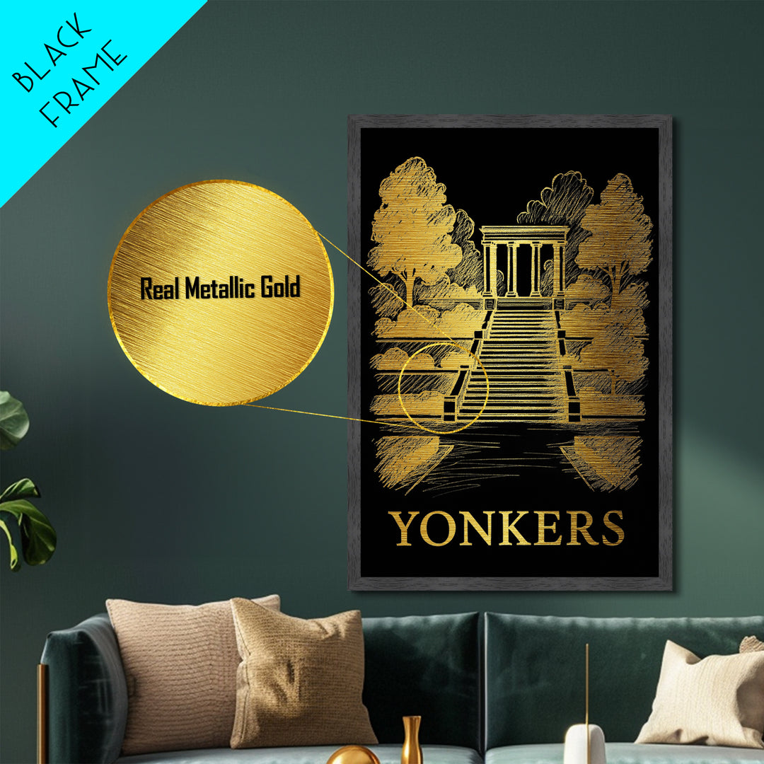 Yonkers New York art, Metallic Gold Art, Wood Framed Art, Metal Art, Best Friend Gifts, Metallic Gold Art, Bedroom Wall Art