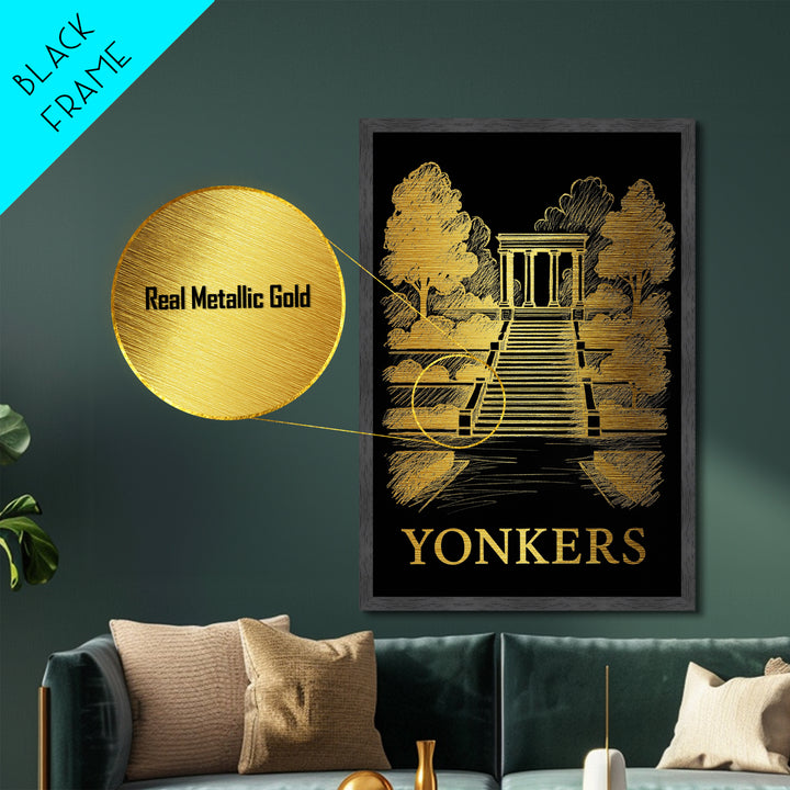 Yonkers New York art, Metallic Gold Art, Wood Framed Art, Metal Art, Best Friend Gifts, Metallic Gold Art, Bedroom Wall Art