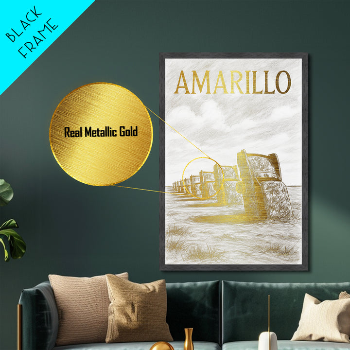 Amarillo Texas travel, Metallic Gold Art, Travel Art Prints, Metal Art, Wood Framed Art, Graduation Travel Gift, Traveler Gift