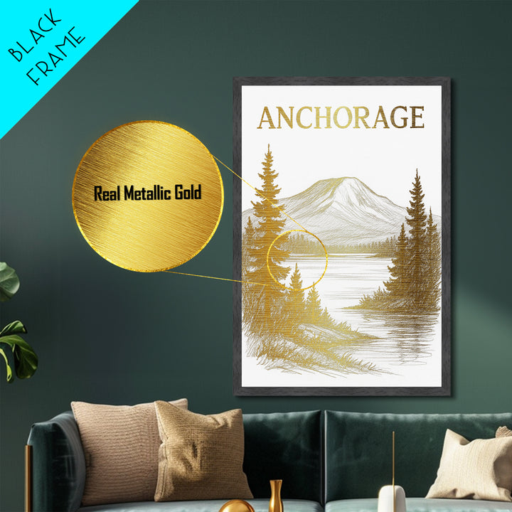 Anaheim California art, Metallic Gold Print, Housewarming Gift, Metal Art, Wood Framed Art, Newlywed Travel Gift, Honeymoon Gift