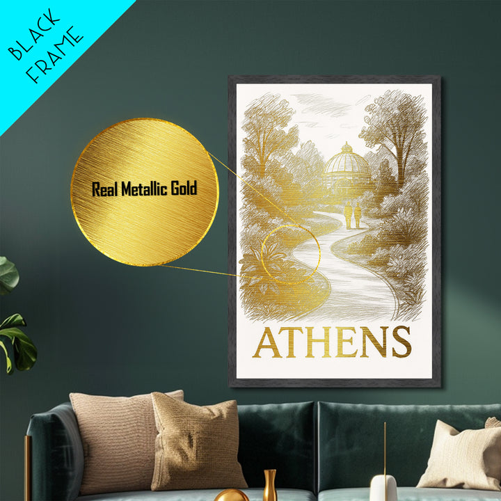 Athens Georgia art, Metallic Gold Print, Office Decor, Metal Art, Wood Framed Art, Graduation Travel Gift, Destination Gift
