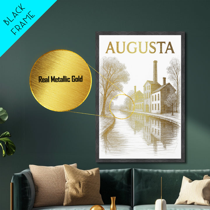 Augusta Georgia travel, Metallic Gold Art, Modern House Art, Metal Art, Wood Framed Art, Traveler Gift, Destination Gift