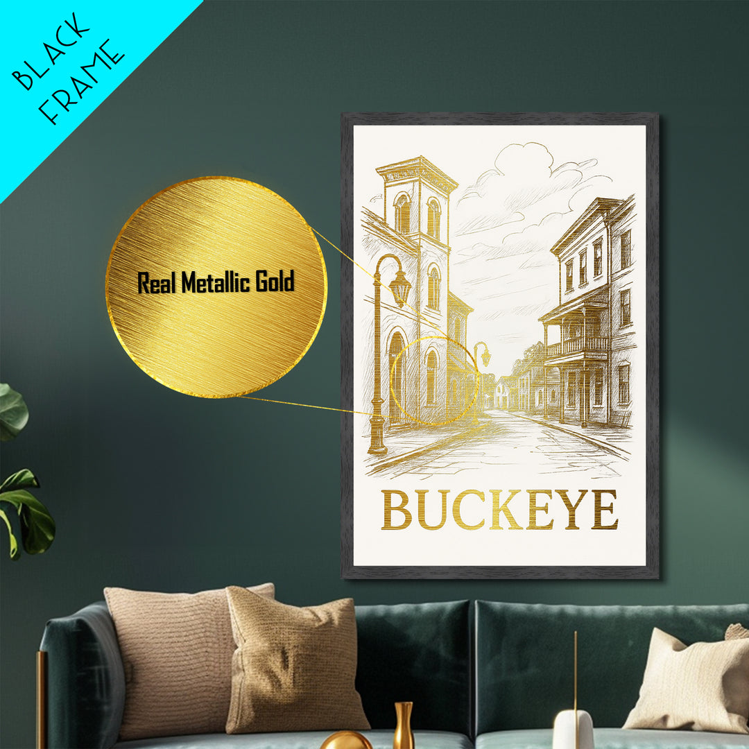 Buckeye Arizona art, Metallic Gold Art, Best Friend Gifts, Metal Art, Wood Framed Art, Birthday Travel Gift, Destination Gift