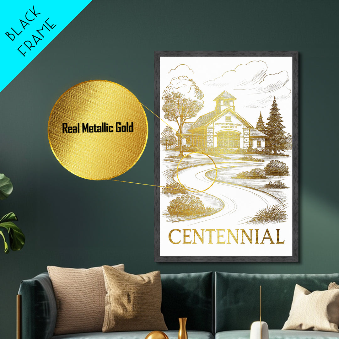 Centennial Colorado art, Metallic Gold Art, Best Friend Gifts, Metal Art, Wood Framed Art, Birthday Travel Gift, Destination Gift