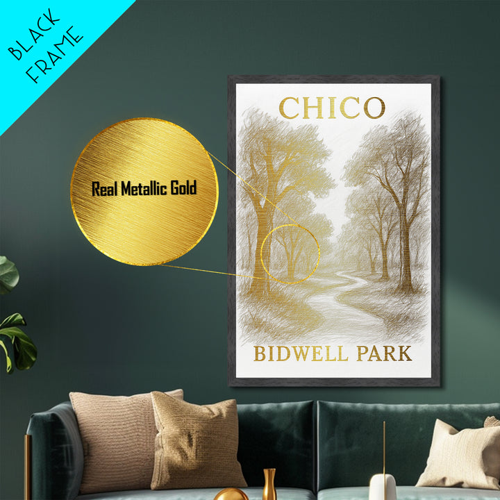Chico California travel, Metallic Gold Print, Modern House Art, Metal Art, Wood Framed Art, Wanderlust Gift, Travel Art Prints