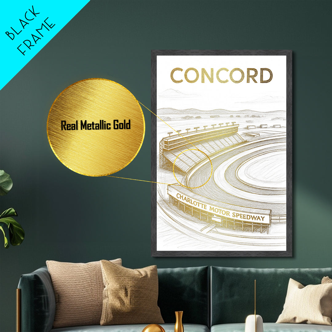 Concord California travel, Metallic Gold Print, Closing Gift, Metal Art, Wood Framed Art, Anniversary Travel Gift, Retirement Travel Gift