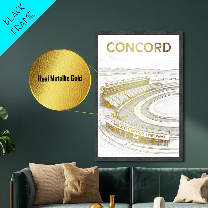 Concord California travel, Metallic Gold Print, Closing Gift, Metal Art, Wood Framed Art, Anniversary Travel Gift, Retirement Travel Gift