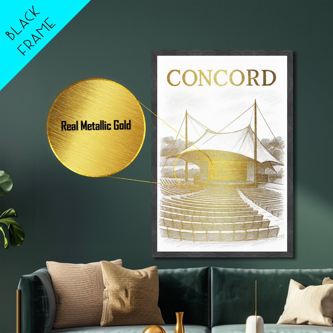 Concord California art, Metallic Gold Art, Office Decor, Metal Art, Wood Framed Art, Graduation Travel Gift, Destination Gift