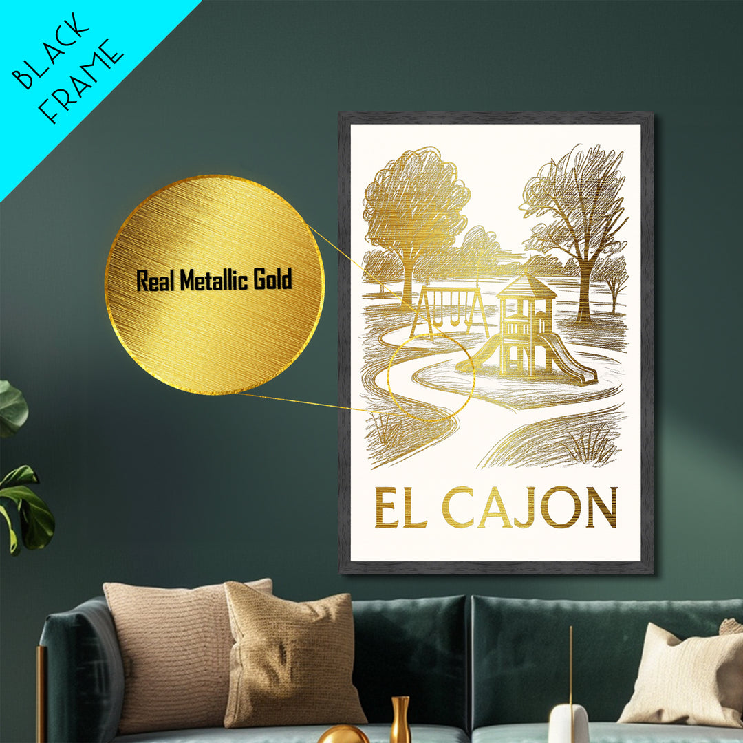 El Cajon California art, Metallic Gold Art, Travel Art Prints, Metal Art, Wood Framed Art, Adventure Lover Gift, Traveler Gift