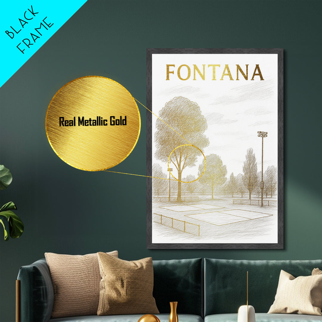 Fontana California travel, Metallic Gold Print, Modern House Art, Metal Art, Wood Framed Art, Wanderlust Gift, Travel Art Prints