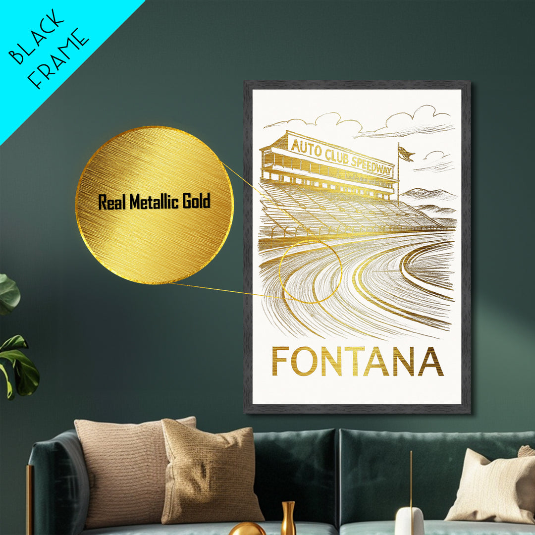 Fontana California art, Metallic Gold Art, Travel Art Prints, Metal Art, Wood Framed Art, Adventure Lover Gift, Traveler Gift