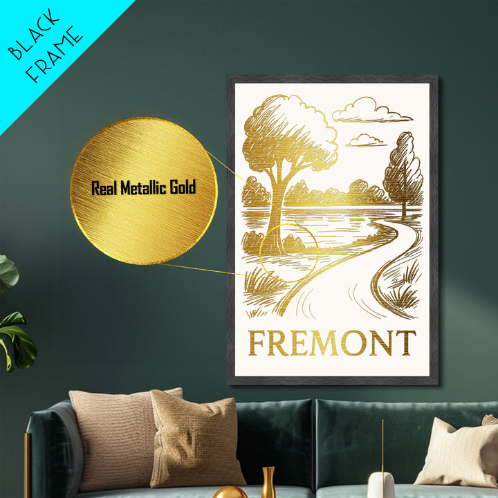 Fremont California art, Metallic Gold Art, Travel Art Prints, Metal Art, Wood Framed Art, Adventure Lover Gift
