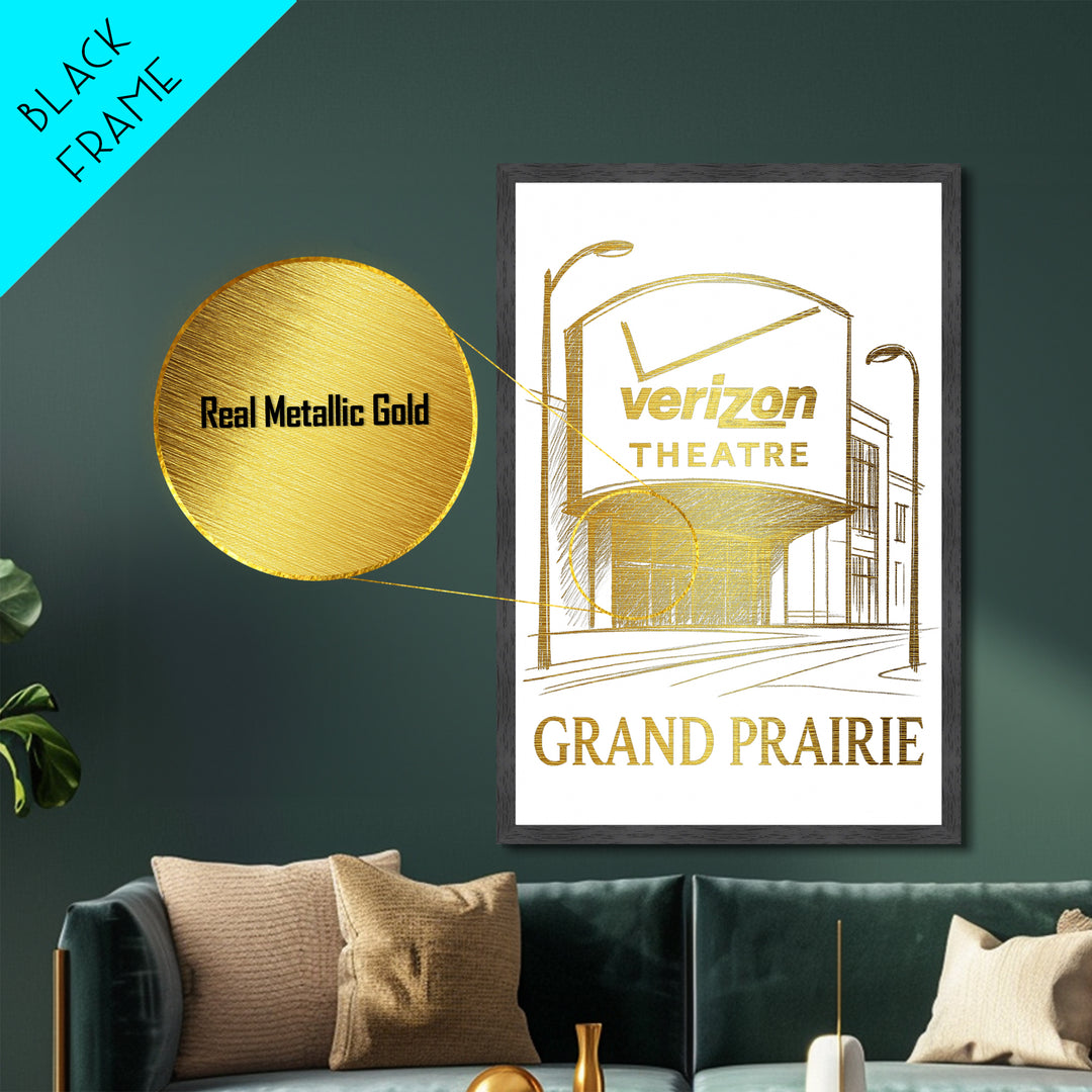 Grand Prairie Texas art, Metallic Gold Art, Housewarming Gift, Metal Art, Wood Framed Art, Newlywed Travel Gift