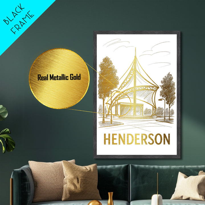 Henderson Nevada art, Metallic Gold Art, Best Friend Gifts, Metal Art, Wood Framed Art, Birthday Travel Gift, Destination Gift