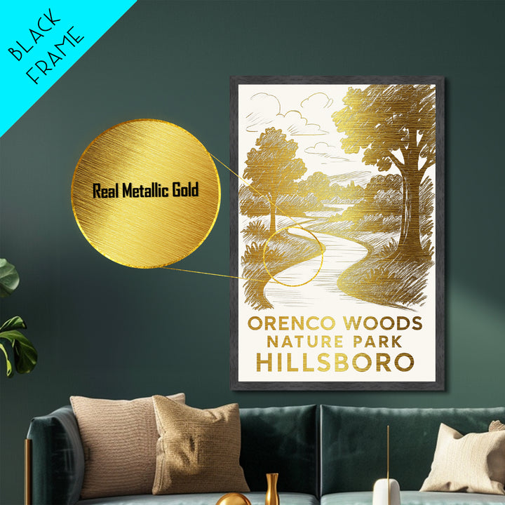 Hillsboro Oregon art, Metallic Gold Art, Modern House Art, Metal Art, Wood Framed Art, Graduation Travel Gift, Travel Gift