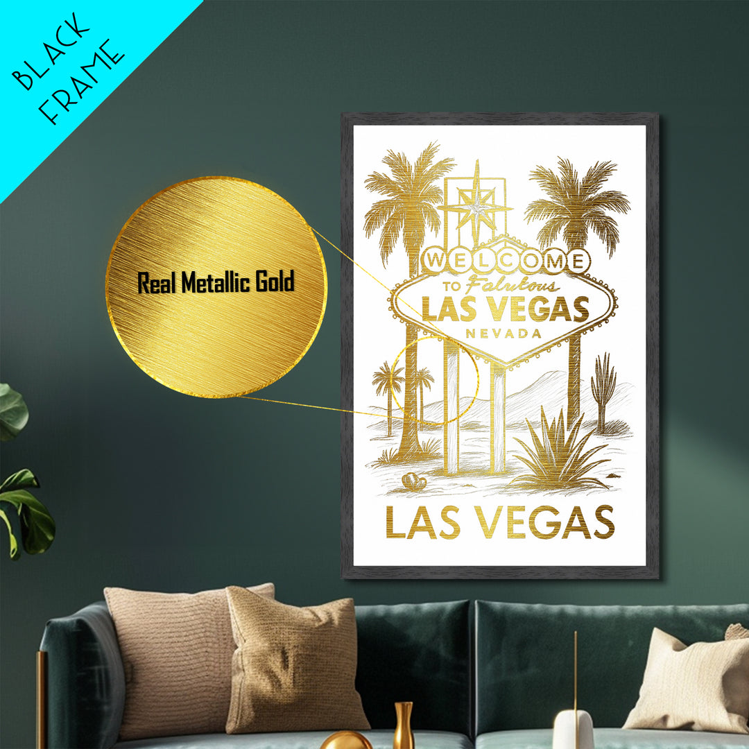 Las Vegas Nevada travel, Metallic Gold Print, Modern Skyline Wall Print, Metal Art, Wood Framed Art, Adventure Lover Gift, Travel Gift