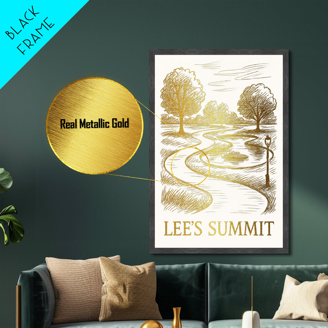 Lee’s Summit Missouri art, Metallic Gold Art, Travel Art Prints, Metal Art, Wood Framed Art, Adventure Lover Gift, Traveler Gift
