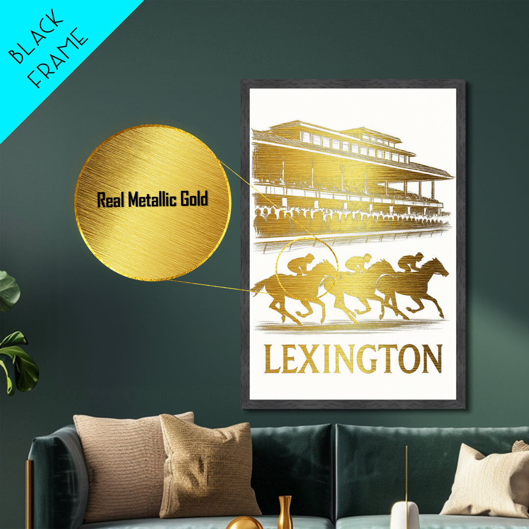 Lexington Kentucky art, Metallic Gold Art, Best Friend Gifts, Metal Art, Wood Framed Art, Birthday Travel Gift, Destination Gift